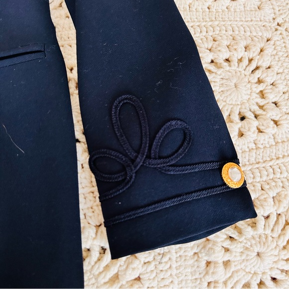 Vintage Blue Blazer Military Soutache Trim Gold Buttons Size 6 By A Vittadini - Picture 7 of 12